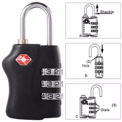 CJSJ Gembok Koper Angka 3 Digit Suitcase Password TSA Lock - TSA-338 - Black — gambar 4
