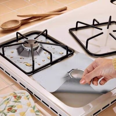 Alas Cover Kompor Reusable Stovetop Burner Protector 27x27cm 4 PCS - CM-KW0288 - Black — gambar 4