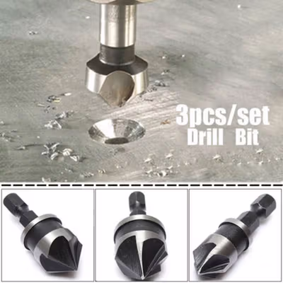 Taffware Mata Bor Drill Bit Countersink Carbon Steel 12 16 19mm 3 PCS - Silver — gambar 4