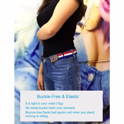 HENGREDA Ikat Pinggang Klip Elastis Buckle Free Belt - HENG-BELT01 - Black — gambar 4