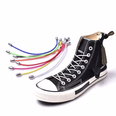 Tilusero Tali Sepatu Lazy Lace No Tie Shoelaces 1 Pair - F053 - Black — gambar 4