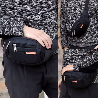 HENGREDA Tas Pinggang Olahraga Lari Pria dan Wanita Running Waist Bag - TM572 - Black — gambar 4