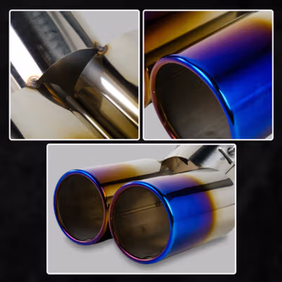 MYXDEC Pipa Ekor Ujung Knalpot Modif Mobil Racing Dua Lubang - EX-1025 - Silver Blue — gambar 4