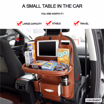 SEAMETAL Tas Gantung Kursi Belakang Mobil Backseat Organizer with Meja - C37275 - Black — gambar 4