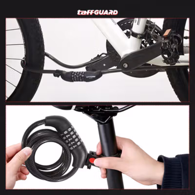 TaffGUARD Gembok Sepeda Kode Kunci Kombinasi Angka 5 Digit 1.2M - GT08 - Black — gambar 4