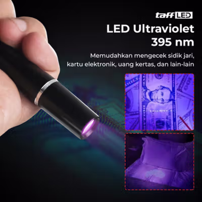 TaffLED Senter UV Mini Flashlight Pen 395nm 3W - UV-10 - Black — gambar 4