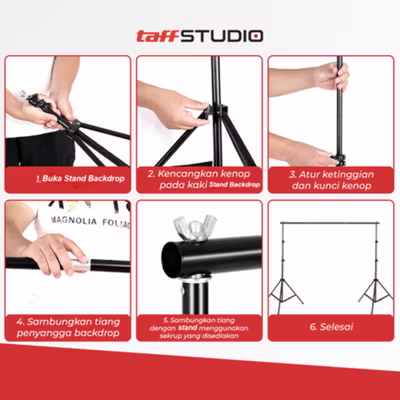TaffSTUDIO Bracket Stand Backdrop Foto Studio 190x300cm - BS-300 - Black — gambar 4
