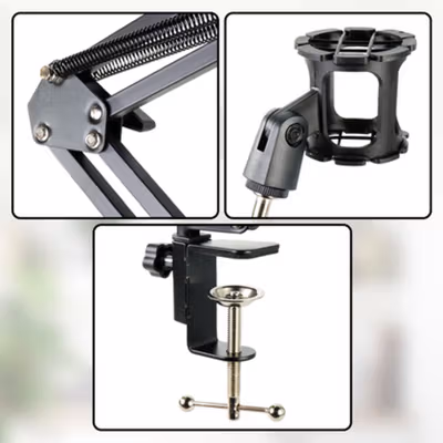 TaffSTUDIO Microphone Suspension Boom Scissor Arm with Lazypod - D6 - Black — gambar 4