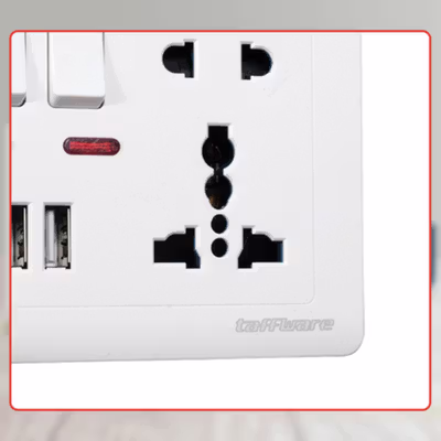 Taffware Stop Kontak Universal UK EU US 2 Slot 2 USB On/Off Switch - LC-86 - White — gambar 4