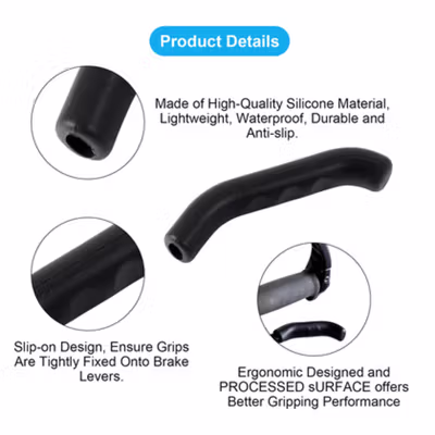 TaffSPORT Silikon Pelindung Handle Rem Tangan Sepeda 2 PCS - M187 - Black — gambar 4