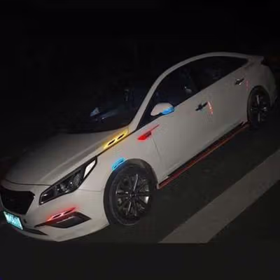 CARSUN Reflective Sticker Mobil Safety Warning Sign Decal 2 PCS - 1185 - White — gambar 4