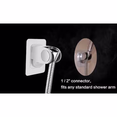 BShower Penyangga Kepala Shower Hose Holder Drill Free Selang 1/2 Inch - A-0081 - Silver — gambar 4