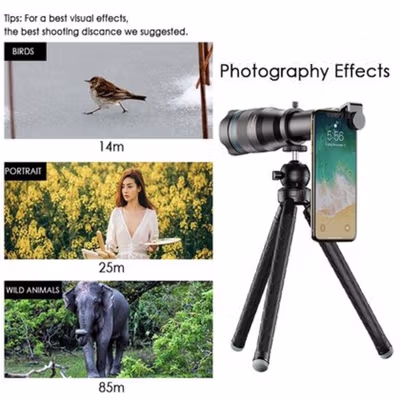 APEXEL Lensa Smartphone Telephoto Lens 60X Tripod Remote - APL-JS60XJJ09 - Black — gambar 4