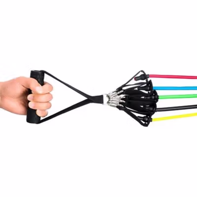 UNIARMS Resistance Band Set Fitness Gym Yoga Pilates Anti Slip Nilon - PR6 - Black — gambar 4