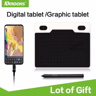 10moons Graphics Digital Drawing Tablet 6 Inch with Stylus Pen - T503 - Black — gambar 4