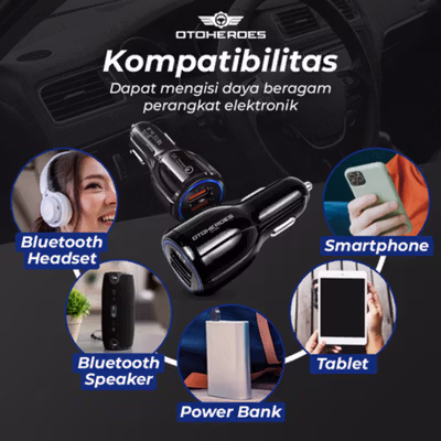OTOHEROES Car Charger Mobil Fast Charging QC 3.0 Dual USB Port 3.1A - DC-681 - Black — gambar 4
