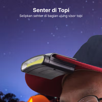 TaffLED Senter Clip-on Topi Headlamp Cap LED COB - M1800 - Black — gambar 4