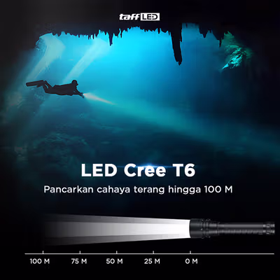 TaffLED Senter Selam Diving CREE T6 Waterproof IP68 10000 Lumens - TG-S151 - Black — gambar 4