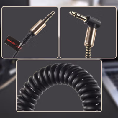 TaffSTUDIO Kabel Audio AUX 3.5mm Spring L Jack 1.5M - ZHY43938 - Black — gambar 4