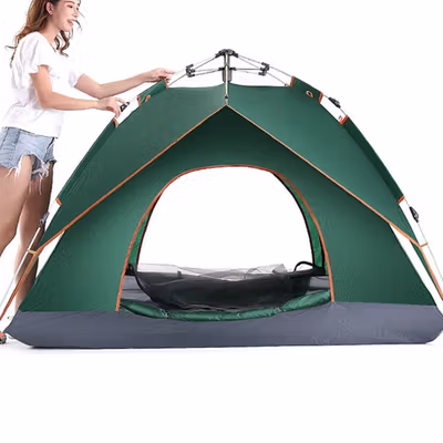 AstaGear Tenda Camping Lipat Otomatis 3-4 Orang Double Layer - ZK50 - Green — gambar 4