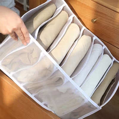 Junejour Kotak Sekat Pembatas Pakaian Organizer Jeans Box 7 Grid - M1468 - White — gambar 4