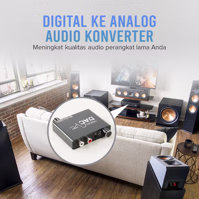 AUKUK Digital Audio Converter DAC Optical Coaxial to Analog RCA - AU340 - Black — gambar 4