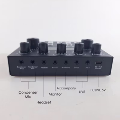 TaffSTUDIO Mixer USB External Sound Card Bluetooth Amplifier - V8S - Black — gambar 4