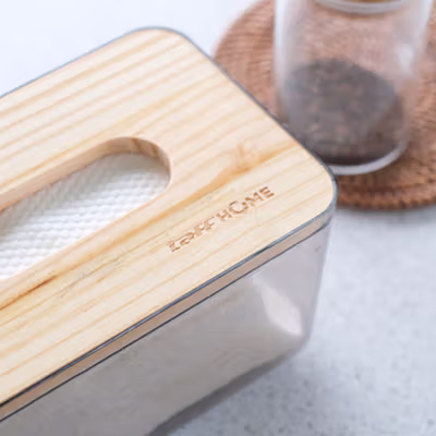 TaffHOME Kotak Tisu Kayu Nordic Minimalist Tissue Box Organizer Small - ZJ11 - Gray — gambar 4