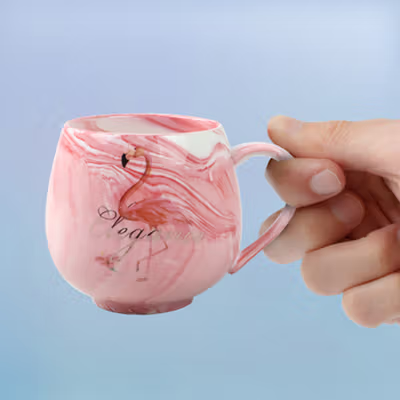 MDZF Cangkir Kopi Keramik Flamingo Aesthetic Coffee Mug 320ml - H1215 - Pink — gambar 4