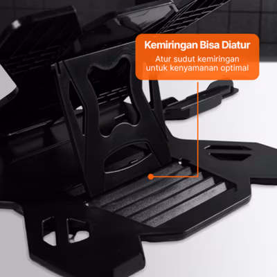 ICE COOREL Laptop Stand Adjustable Angle with Smartphone Holder - E5 - Black — gambar 4