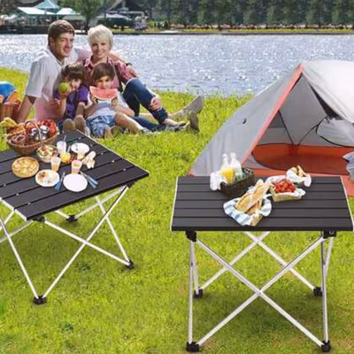 TaffSPORT Meja Lipat Outdoor Piknik Camping Portable 56x40.5x40cm - 8825 - Black — gambar 4