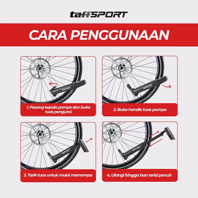 TaffSPORT DUUTI Pompa Sepeda Portable Light Mini Pump - PP05 - Black — gambar 4