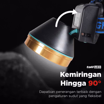 TaffLED Senter Kepala LED Headlamp Motion Sensor Rechargeable - TG28 - Black — gambar 4