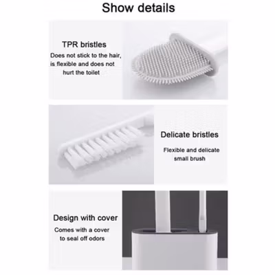 BOUSSAC Sikat WC Toilet Kamar Mandi TPR Silicone Bathroom Brush - HS-338 - Gray — gambar 4