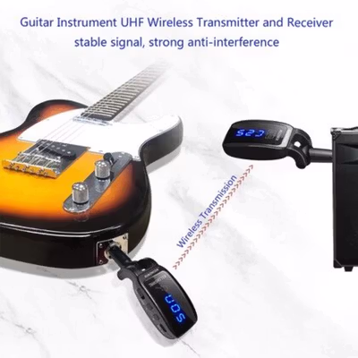 Ammoon Wireless Guitar System Transmitter Receiver Gitar Elektrik UHF - U12DX - Black — gambar 4
