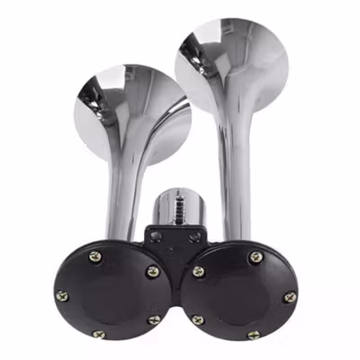 HEYVO Klakson Trompet Mobil Dual Air Horn 300dB 12V/24V - LD-201 - Silver — gambar 4