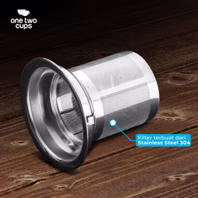 One Two Cups Teko Teh Kaca Saringan Tahan Panas Api Infuser Teapot 350ml - TP-761 - Transparent — gambar 4