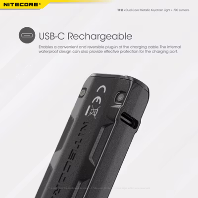 NITECORE Senter LED OSRAM P8 Rechargeable Waterproof IP54 700 Lumens - TIP SE - Black — gambar 4
