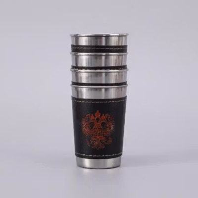 One Two Cups Set Gelas Camping Stainless Steel Travel Mug 70ml 4 PCS - S420 - Black — gambar 4