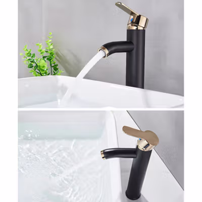 Hownifety Keran Air Wastafel Stainless Steel Elegan Desain - YF1998 - Black Gold — gambar 4
