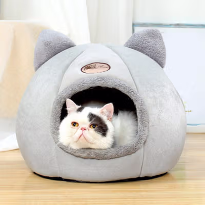 AOXIN Tempat Tidur Hewan Peliharaan Kucing Cat House Tent M - HTC01 - Gray — gambar 4