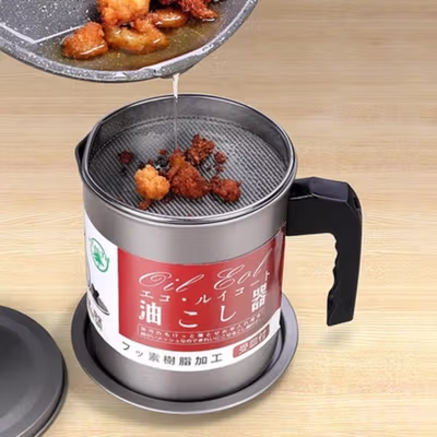 HEALTH Tempat Saringan Minyak Oil Strainer Pot Stainless Steel 1.4L - G2103 - Gray — gambar 4