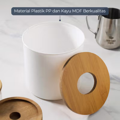 TaffHOME Kotak Tisu Kayu Multifungsi Model Tabung - ZJ002 - White — gambar 4