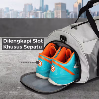 INOXTO Tas Jinjing Selempang Duffel Gym Fashion Travel Bag - 8036A - Gray — gambar 4