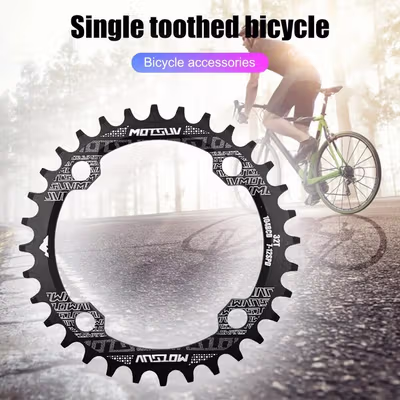 MOTSUV Gigi Sprocket Sepeda Chainring Aluminium Round 32T - 104BCD - Black — gambar 4