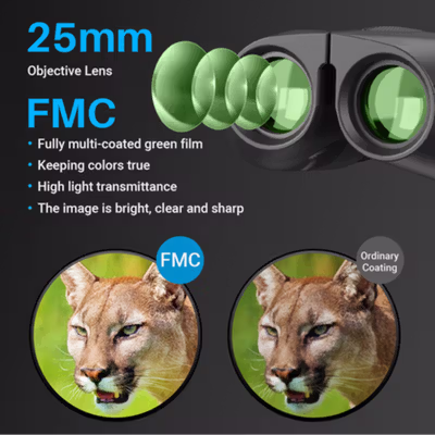 APEXEL Teropong Binoculars Compact Zoom 10x25mm - APL-PB10X25N - Black — gambar 4