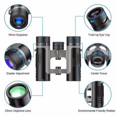 APEXEL Teropong Binocular Telescope Outdoor Roof Prism 10x25 - APL-RB10X25 - Black — gambar 4