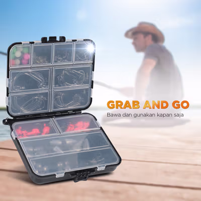LUSHAZER Kail Pancing Fishing Hook Tackle Box Set 148 PCS - JY07 - Black — gambar 4