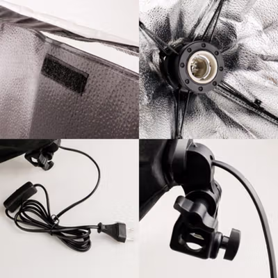 TaffSTUDIO Payung Softbox Reflektor 50x70cm E27 Single Socket - CL-RT50 - Black — gambar 4