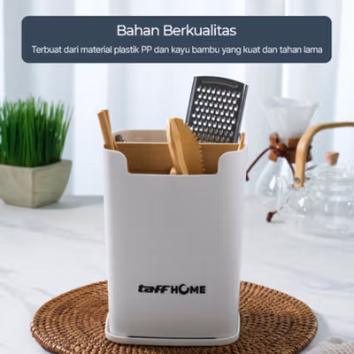 TaffHOME Tempat Penyimpanan Sendok Garpu Kitchen Storage Organizer - H-210 - White — gambar 4